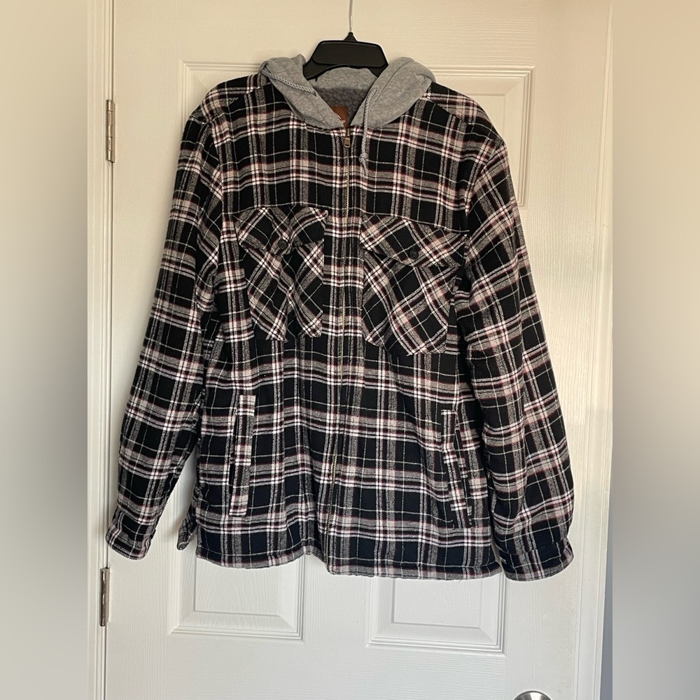 Plaid Hooded Jacket for Men, size Large